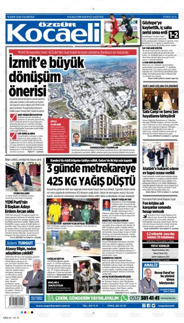 Özgür Kocaeli gazetesi ilk sayfası