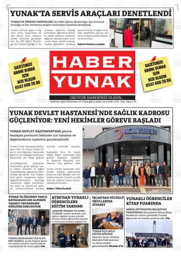 Haber Yunak gazetesi ilk sayfası