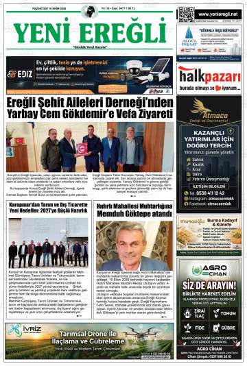 Yeni Ereğli gazetesi ilk sayfası