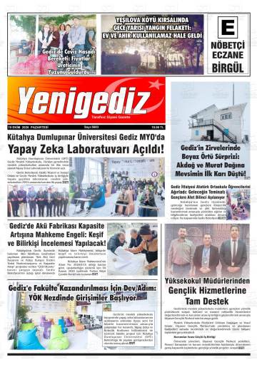 Yeni Gediz gazetesi ilk sayfası