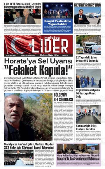 Malatya Lider gazetesi ilk sayfası