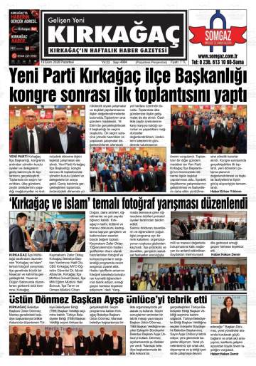 Gelişen Yeni Kırkağaç gazetesi ilk sayfası