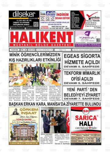 Halıkent Müstakil Bölge gazetesi ilk sayfası