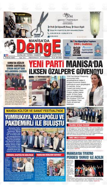 Manisa'da Denge gazetesi ilk sayfası