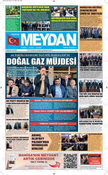 Manisa Meydan gazetesi ilk sayfası