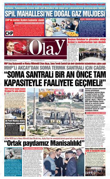 Manisa Olay gazetesi ilk sayfası
