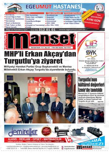 Turgutlu Manşet gazetesi ilk sayfası