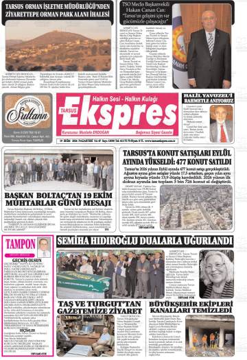 Tarsus Ekspres gazetesi ilk sayfası