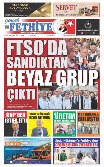 Gerçek Fethiye gazetesi ilk sayfası