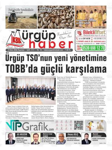 Ürgüp Haber gazetesi ilk sayfası