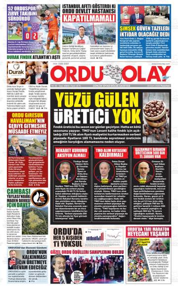 Ordu Olay gazetesi ilk sayfası