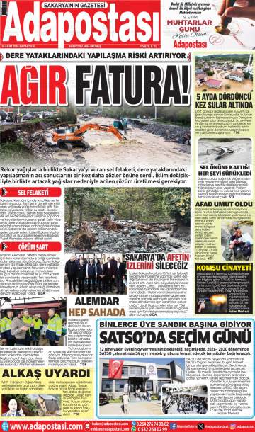 Adapostası gazetesi ilk sayfası