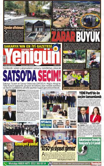 Sakarya Yenigün gazetesi ilk sayfası