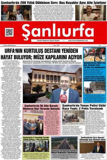 Şanlıurfa gazetesi ilk sayfası