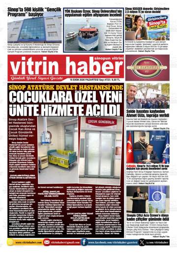 Vitrin Haber gazetesi ilk sayfası