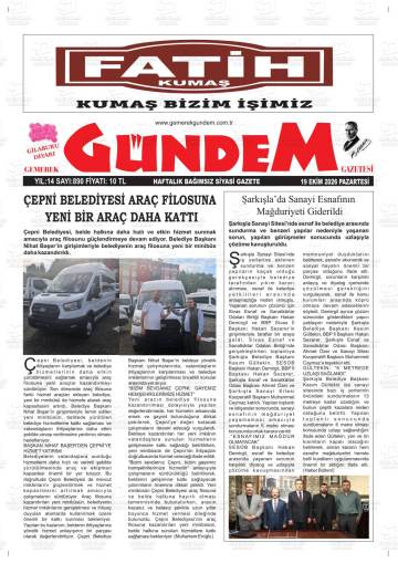 Gemerek Gündem gazetesi ilk sayfası
