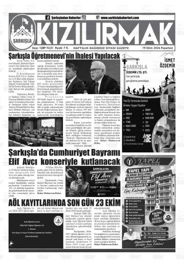 Şarkışla Kızılırmak gazetesi ilk sayfası