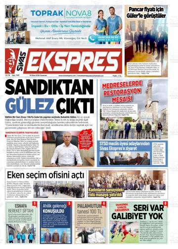 Sivas Ekspres gazetesi ilk sayfası
