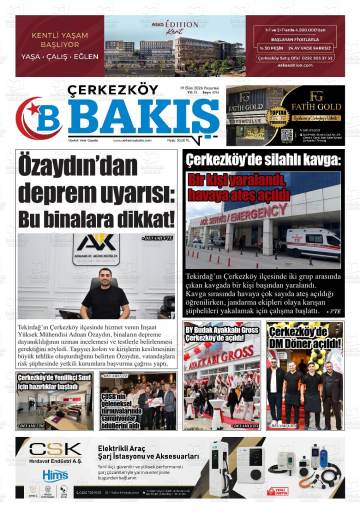 Çerkezköy Bakış gazetesi ilk sayfası