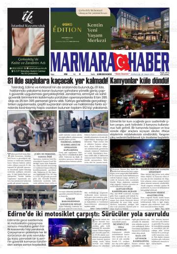Marmara Haber gazetesi ilk sayfası