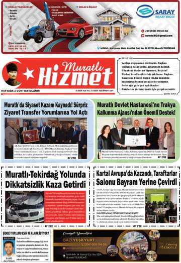 Muratlı Hizmet gazetesi ilk sayfası