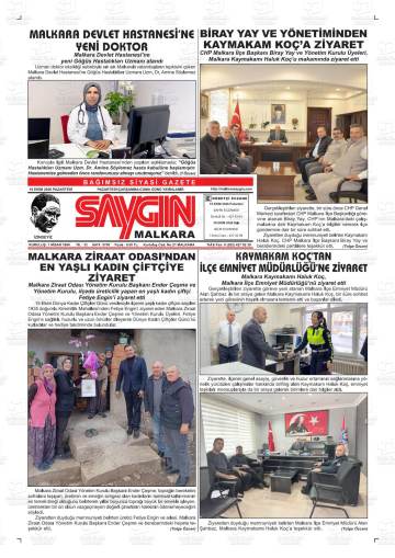 Saygın Malkara gazetesi ilk sayfası