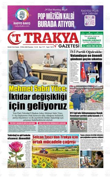 Trakya gazetesi ilk sayfası
