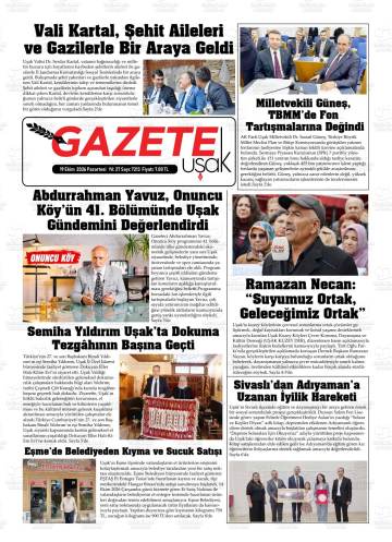 Gazete Uşak gazetesi ilk sayfası