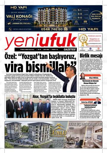 Yeni Ufuk gazetesi ilk sayfası