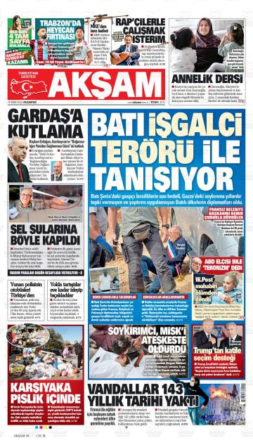 Akşam gazetesi ilk sayfası