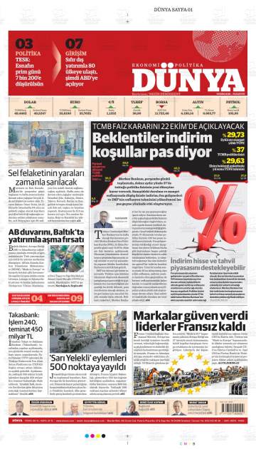 Dünya Ekonomi-Politika gazetesi ilk sayfası