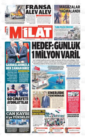 Milat gazetesi ilk sayfası