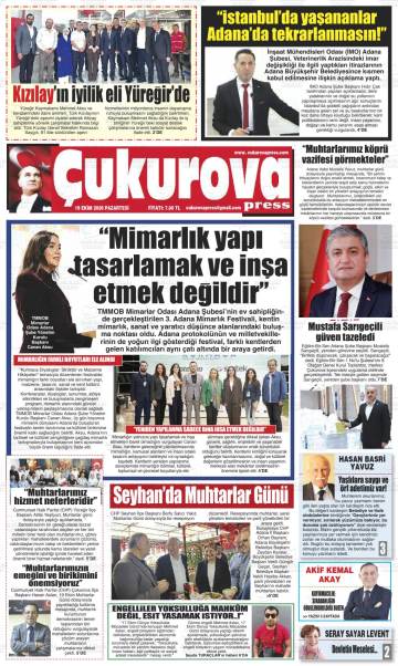 Çukurova Press gazetesi ilk sayfası