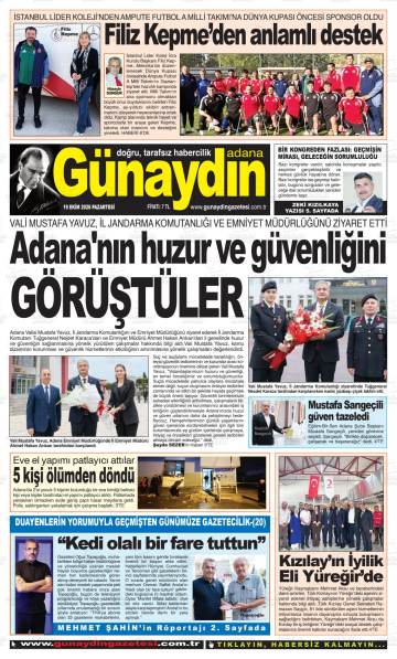 Günaydın Adana gazetesi ilk sayfası