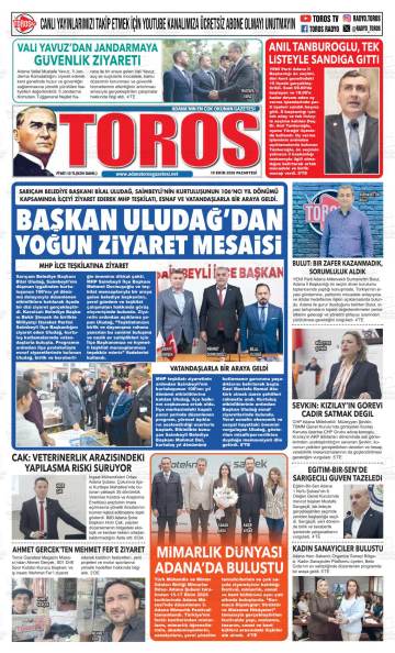 Toros gazetesi ilk sayfası
