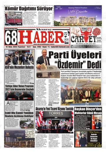 Aksaray 68 Haber gazetesi ilk sayfası