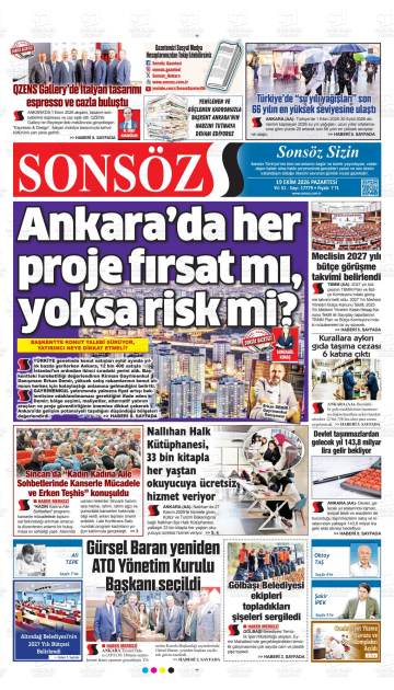 Sonsöz gazetesi ilk sayfası