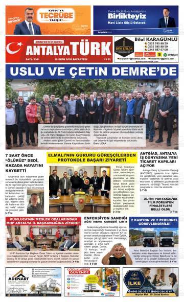 Antalya Türk gazetesi ilk sayfası