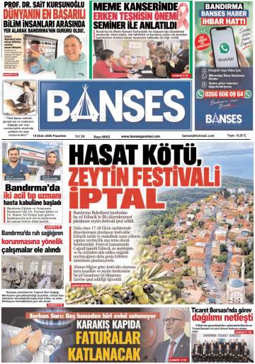 Banses gazetesi ilk sayfası