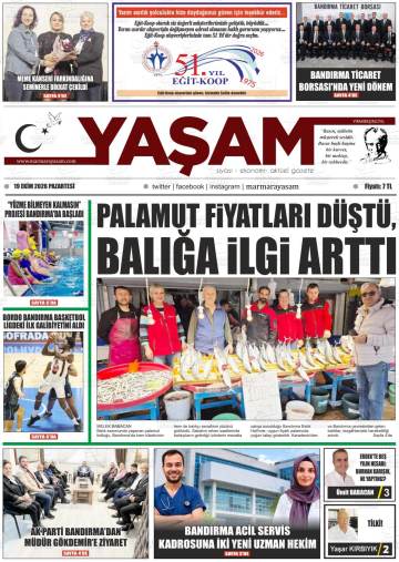 Yaşam gazetesi ilk sayfası
