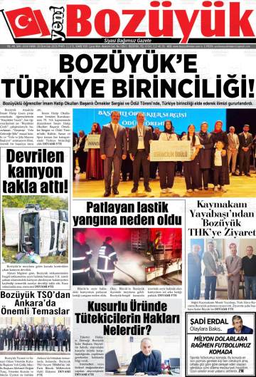 Yeni Bozüyük gazetesi ilk sayfası