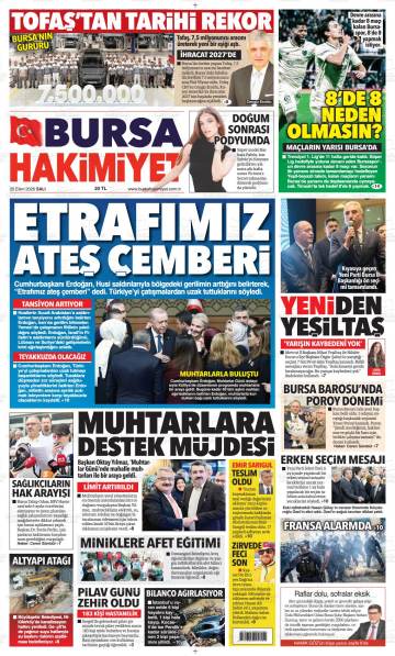 Bursa Hakimiyet gazetesi ilk sayfası