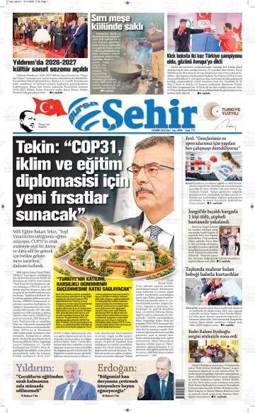 Bursa Şehir gazetesi ilk sayfası