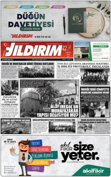 İnegöl Yıldırım gazetesi ilk sayfası