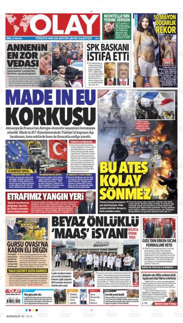 Olay gazetesi ilk sayfası