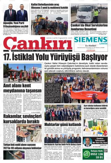Çankırı gazetesi ilk sayfası