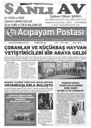 Acıpayam Postası gazetesi ilk sayfası