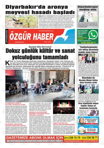 Diyarbakır Özgür Haber gazetesi ilk sayfası