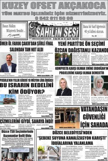 Akçakoca Sahilin Sesi gazetesi ilk sayfası