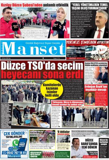 Düzce Manşet gazetesi ilk sayfası